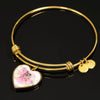 Bulldog Print Heart Charm Bangle-Free Shipping