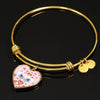 Maltese Dog Print Heart Charm Bangle-Free Shipping