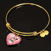 Cute French Bulldog Print Heart Pendant Bangle-Free Shipping