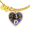 English Toy Spaniel Dog Print Heart Pendant Bangle-Free Shipping