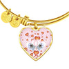 Maltese Dog Print Heart Charm Bangle-Free Shipping