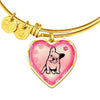 Cute French Bulldog Print Heart Pendant Bangle-Free Shipping