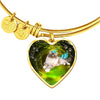 Birman Cat Print Heart Pendant Bangle-Free Shipping