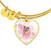 Bulldog Print Heart Charm Bangle-Free Shipping