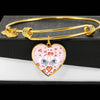 Maltese Dog Print Heart Charm Bangle-Free Shipping