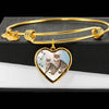 Savannah Cat Print Heart Pendant Bangle-Free Shipping