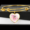 Bulldog Print Heart Charm Bangle-Free Shipping