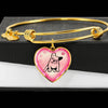 Cute French Bulldog Print Heart Pendant Bangle-Free Shipping