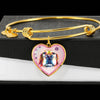 Basset Hound Dog Art Print Heart Pendant Bangle-Free Shipping