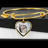 Charming Cat Art Print Heart Pendant Bangle-Free Shipping