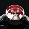 Chihuahua Print Circle Charm Steel Bracelet-Free Shipping