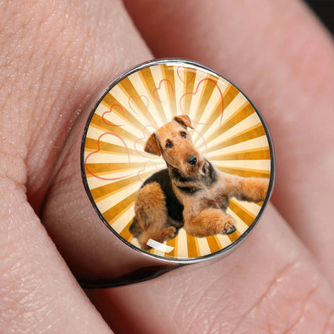 Airedale Terrier Print luxury Signet Ring-Free Shipping