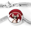 Chihuahua Print Circle Charm Steel Bracelet-Free Shipping