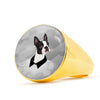 Boston Terrier Print Signet Ring-Free Shipping