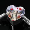 Bearded Collie Print Heart Charm Steel Bracelet-Free Shipping