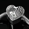 Black&White Snake Print Heart Charm Steel Bracelet-Free Shipping