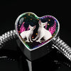 Devon Rex Cat Print Heart Charm Steel Bracelet-Free Shipping