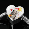 American Shorthair Print Heart Charm Steel Bracelet-Free Shipping