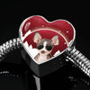 Chihuahua Print Heart Charm Steel Bracelet-Free Shipping