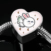 Flying Cat Print Heart Charm Steel Bracelet-Free Shipping