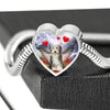 Bearded Collie Print Heart Charm Steel Bracelet-Free Shipping
