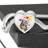 American Shorthair Print Heart Charm Steel Bracelet-Free Shipping