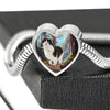 Munchkin cat Print Heart Charm Steel Bracelet-Free Shipping
