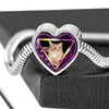Javanese Cat Print Heart Charm Steel Bracelet-Free Shipping