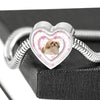 Shih Tzu Dog Print Heart Charm Steel Bracelet-Free Shipping