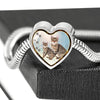 Savannah Cat Print Heart Charm Steel Bracelet-Free Shipping