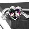 Devon Rex Cat Print Heart Charm Steel Bracelet-Free Shipping