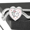 Flying Cat Print Heart Charm Steel Bracelet-Free Shipping
