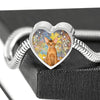 Abyssinian Cat Print Heart Charm Steel Bracelet-Free Shipping
