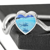 Fish Print Heart Charm Steel Bracelet-Free Shipping