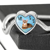 Toyger Cat Print Heart Charm Steel Bracelet-Free Shipping