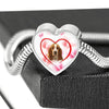 Basset Hound Print Heart Charm Bracelet -Free Shipping