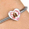 Basset Hound Print Heart Charm Bracelet -Free Shipping