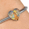 Abyssinian Cat Print Heart Charm Steel Bracelet-Free Shipping