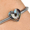 Munchkin cat Print Heart Charm Steel Bracelet-Free Shipping