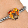 Burmese Cat Print Heart Charm Steel Bracelet-Free Shipping