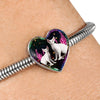 Devon Rex Cat Print Heart Charm Steel Bracelet-Free Shipping