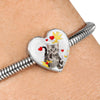 American Shorthair Print Heart Charm Steel Bracelet-Free Shipping