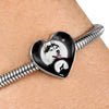 Siberian Husky Dog Print Heart Charm Steel Bracelet-Free Shipping