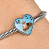 Toyger Cat Print Heart Charm Steel Bracelet-Free Shipping