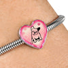 Cute French Bulldog Print Heart Charm Steel Bracelet-Free Shipping