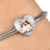 Cute Beagle Dog Print Heart Charm Steel Bracelet-Free Shipping