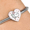 Flying Cat Print Heart Charm Steel Bracelet-Free Shipping