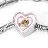 Shih Tzu Dog Print Heart Charm Steel Bracelet-Free Shipping