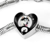 Siberian Husky Dog Print Heart Charm Steel Bracelet-Free Shipping