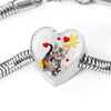 American Shorthair Print Heart Charm Steel Bracelet-Free Shipping